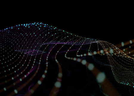 Tech and cloud computer concept with patterns lines and geometric shapes. 3d illustration.