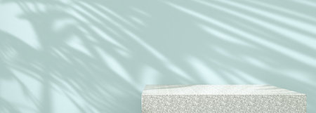 Empty floor and wall background illuminated by sunlight and plant shadows.3d illustration.の写真素材