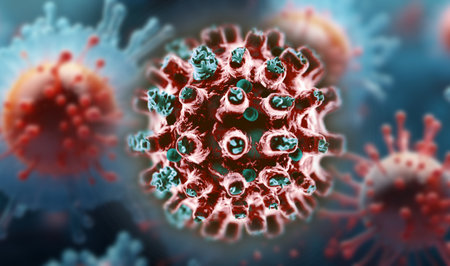 3d illustration of infectious viruses and bacteria.の写真素材