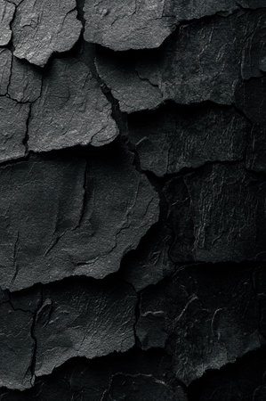 Cracked concrete wall covered with black cement texture.の写真素材