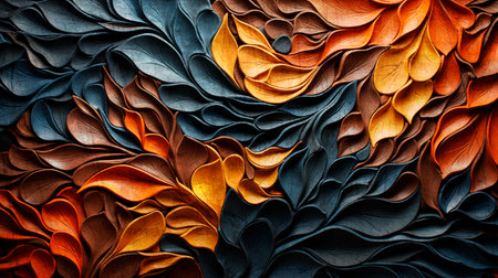 Wooden material texture with surface patterns of abstract shapes, rich colorsの写真素材