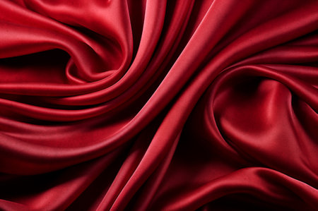 Satin and shiny material. top view. pleats made of light fabric.の写真素材