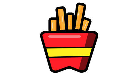 Illustration of box with french fries potatoの写真素材