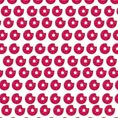 texture, logo, illustration of bitten donuts on a white backgroundの写真素材