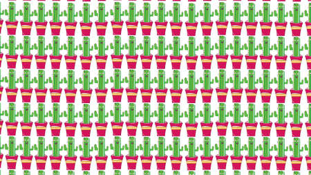 Textured scared cactus icons illustration on white backgroundの写真素材