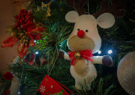 cloth hanger background hung on Christmas treeの写真素材