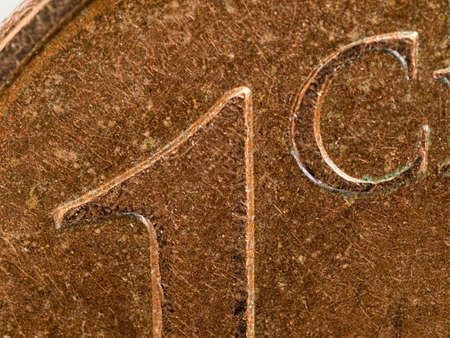 1 Euro cent close-up (detail)の写真素材