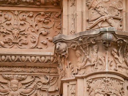 University of Salamanca facade of Escuelas Mayores side detailの写真素材