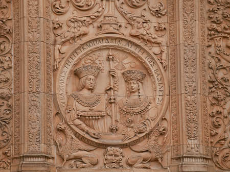 University of Salamanca facade of Escuelas Mayores side detailの写真素材