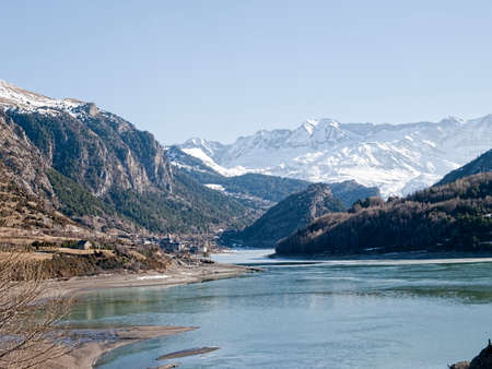 Lanuza reservoir in Huesca Spain in Summerの写真素材