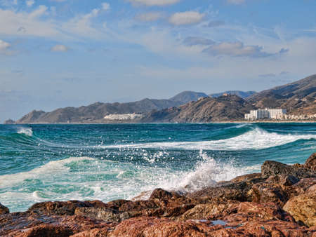 Beach in Pueblo Indalo in Mojacar Almeria Spainの写真素材
