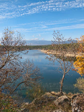 Puentes Viejas reservoir Las Garinas Buitrago de Lozoyaの写真素材