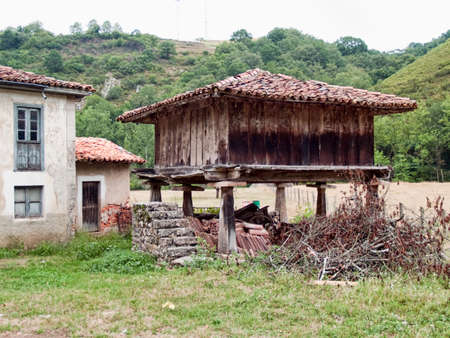 Orreo old typical construction at Asturias north of Spainの写真素材