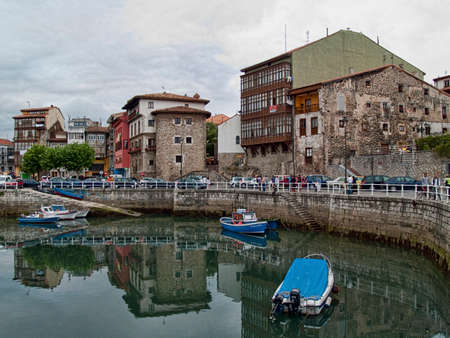 Llanes port at the afternoon in cloudy day in Asturias Spainのeditorial素材