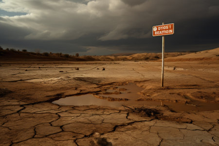 Countryside landscape with the effects of drought due to climate change. AI generated imageの素材