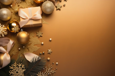 Composition with Christmas elements for greeting cards, announcements or presentations. Background. AI generated imageの素材