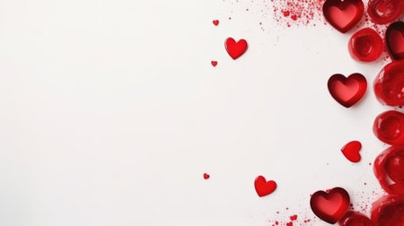 Valentine's day background. Red hearts on white background.の素材