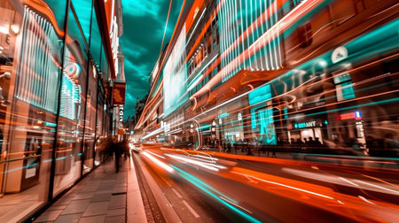 Traffic in the city at night. Motion blur. Abstract background.の素材