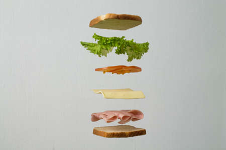 Delicious and fresh ham sandwich.の写真素材