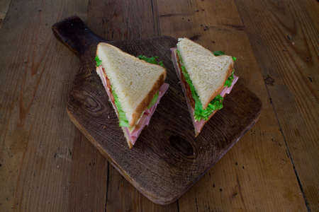 A sandwich divided into two.の写真素材