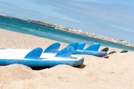 Peniche, Portugal - Outuber 13, 2013 -Surfboards Overlooking The City Of Peniche - World Championship Tour のeditorial素材