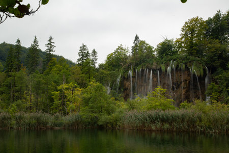 Plivitche natural park in Croacion, mountains, crystal clear lakes, and waterfallsの写真素材