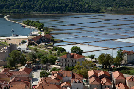 Medieval town of Ston in Croatia, with the second largest wall in the world made to stop the Ottomans. A small town that is now an oyster farmの写真素材