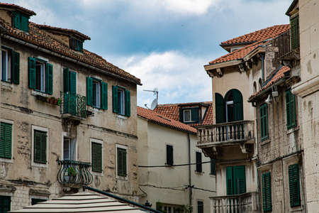 Streets, old town and monuments of the city of Split founded by the Romansの写真素材