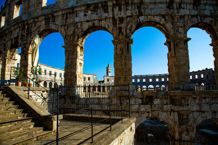 Arena Colosseum in the city of Pula in Croatia, with a great state of conservation and restoration.
