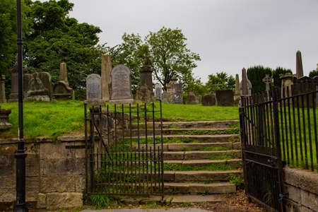 Meadows, graveyards, churches and iconic landmarks of the city of Stirling in Scotland