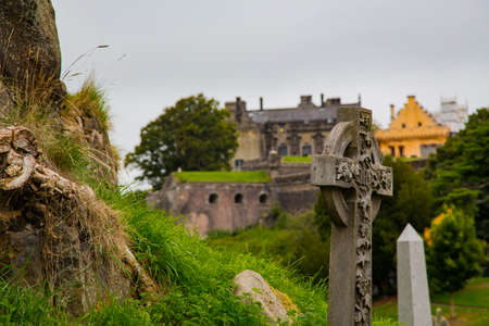 Meadows, graveyards, churches and iconic landmarks of the city of Stirling in Scotland