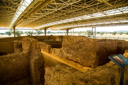 Archaeological site of the Tartessian Temple of Cancho Roano, with vestiges of Atlantisの写真素材