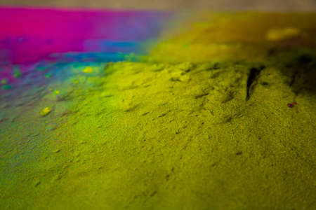 Abstract view with basic color pigments, magenta, yellow and cyanの写真素材