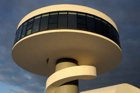 Tower " Niemeyer Center " in Ría of AVILÉS . Principado de Asturias . SPAINのeditorial素材