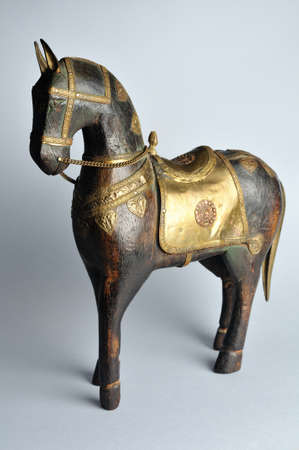 Horse carved with oriental decoration.の写真素材