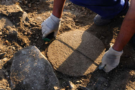 Take measures column in the patio of the  Domus  Archaeological site  Chao Samartin  Asturias SPAIN