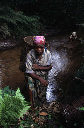 GUINEA ECUATORIAL. Continental  region .Monte Alen National Park ; Woman with basket.のeditorial素材