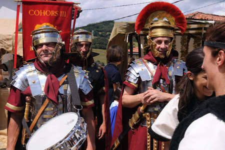 Roman legionnaires  " Astur-Roman Festival of  La Carisa "  CARABANZO  Asturias SPAIN.のeditorial素材