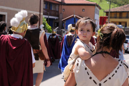 Astures parade  " Astur-Roman Festival of  La Carisa "  CARABANZO  Asturias SPAIN.のeditorial素材
