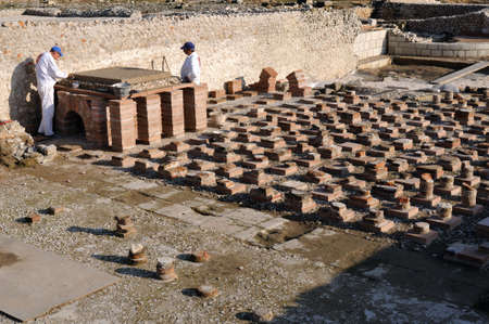 Hypocaust - Thermal Baths restoration of the Roman City of Complutum  ALCALA DE HENARES Madrid  SPAINのeditorial素材