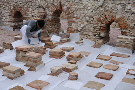 Hypocaust - Thermal Baths restoration of the Roman City of Complutum  ALCALA DE HENARES Madrid  SPAINのeditorial素材