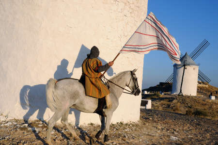 Rider during the Medieval Festival of  CONSUEGRA .  - Route of Don Quixote  ( Commemoration of the battle  ( 1097 ) . Province of  Toledo . Castille- La Mancha SPAIN.のeditorial素材