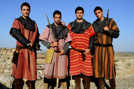 Historical Recreation in the Castle during the Medieval Festival of  CONSUEGRA - Route of Don Quixote  ( Commemoration of the battle  ( 1097).  Province of  Toledo . Castille- La Mancha SPAIN.                                                               のeditorial素材