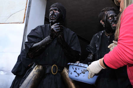  Luzon , SPAIN - 5 March, 2011 -  "  Devils Luzón "  Preparing for Carnival in  LUZON. Guadalajara . Castille - La Mancha . SPAINのeditorial素材