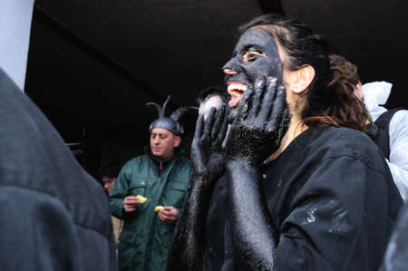  Luzon , SPAIN - 5 March, 2011 -  "  Devils Luzón "  Preparing for Carnival in  LUZON. Guadalajara . Castille - La Mancha . SPAINのeditorial素材