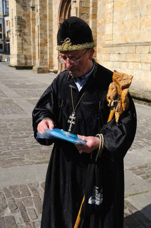 Man dressed as Merlin Magician ( Alvaro Cunqueiro book)   Plaza de España  MONDOÑEDO .  Province...