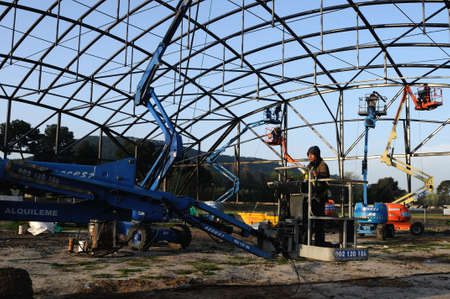 ALCALA DE HENARES , Spain - 04 April 2011- Construction of the Museum  House of Griffins    in the...
