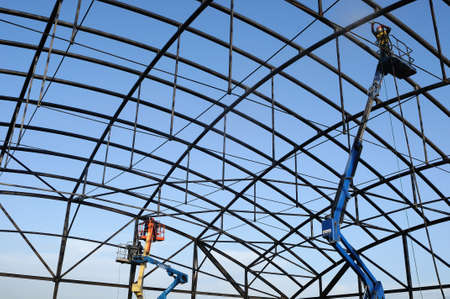 ALCALA DE HENARES , Spain - 04 April 2011- Cleaning of the structure . Construction of the Museum " House of Griffins "   in the archaeological site of Complutum in ALCALA DE HENARES. Community of Madrid .SPAIN のeditorial素材