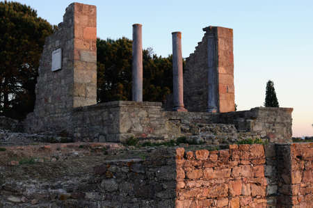 Temple dedicated  Imperial Cult of the Roman city of  MIROBRIGA  (1st -4 th AD) SANTIAGO DO CACEM  Alentejo Region  PORTUGAL. のeditorial素材