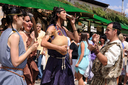SPAIN. Castilla y León .Burgos .Baños de Valdearados .   " FEAST of BACCHUS "  ; Representation  of roman life in the marketのeditorial素材